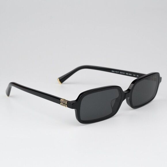 NEW Miu Miu MU11ZSF 16K5S0 Black Dark Grey Rectangle Unisex Sunglasses MU 11ZSF main image 8